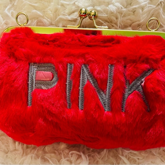 PINK  kiss lock cross body purse with strap included, purple, brown and orange - Picture 4 of 4